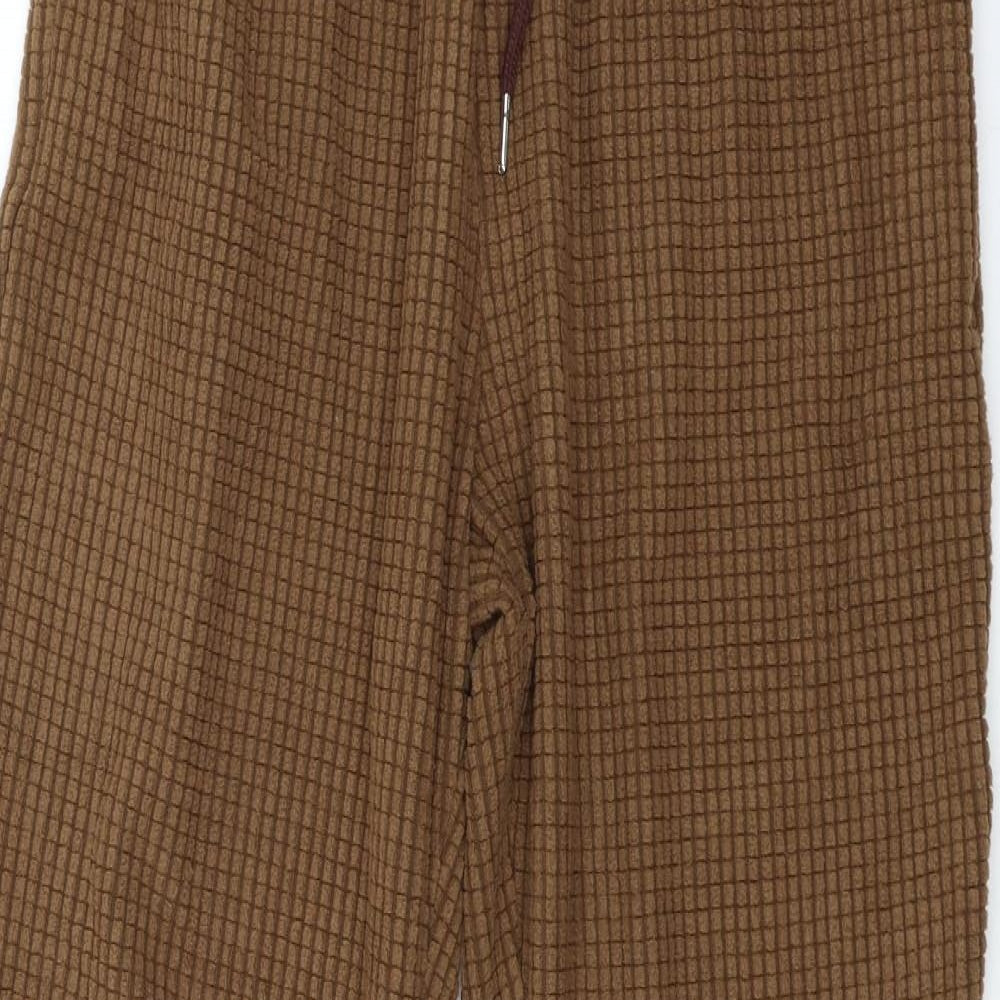 SheIn Womens Brown Check Jersey Trousers  Size M L31 in