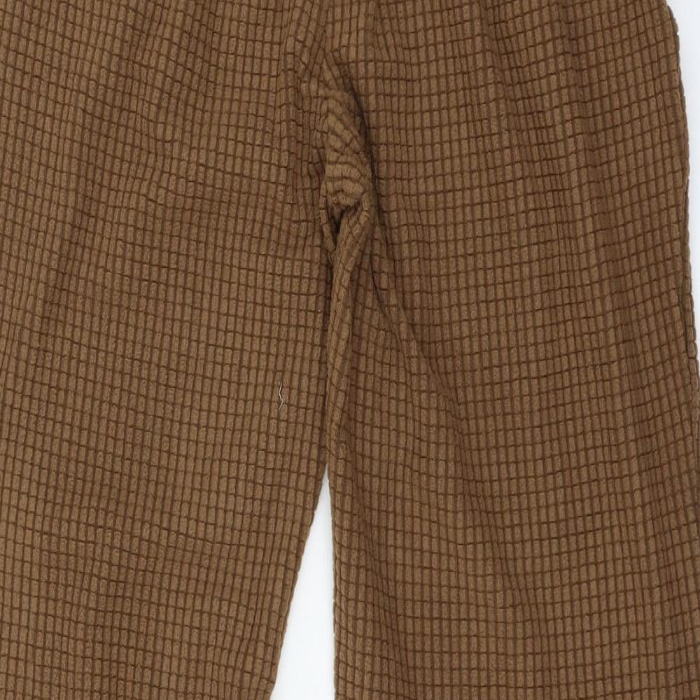 SheIn Womens Brown Check Jersey Trousers  Size M L31 in