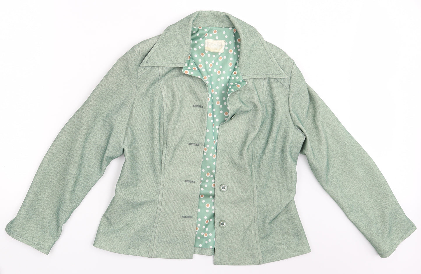 Preworn Womens Green Polka Dot  Jacket Blazer Size 14