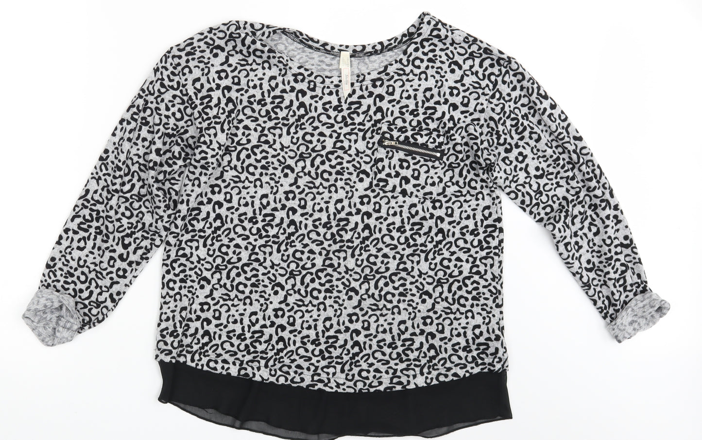 Stella Womens Grey Animal Print  Pullover Jumper Size 10