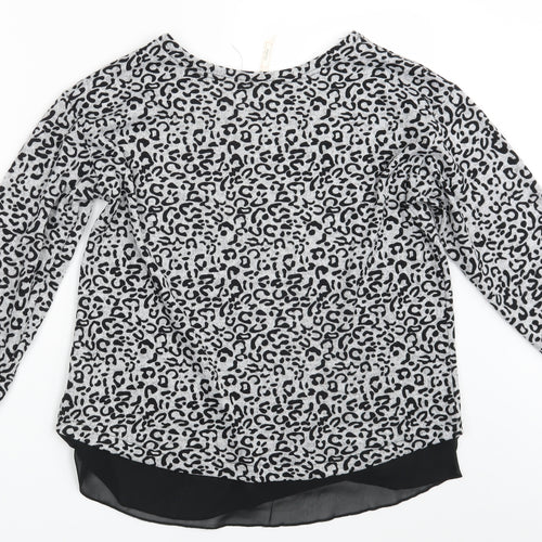 Stella Womens Grey Animal Print  Pullover Jumper Size 10