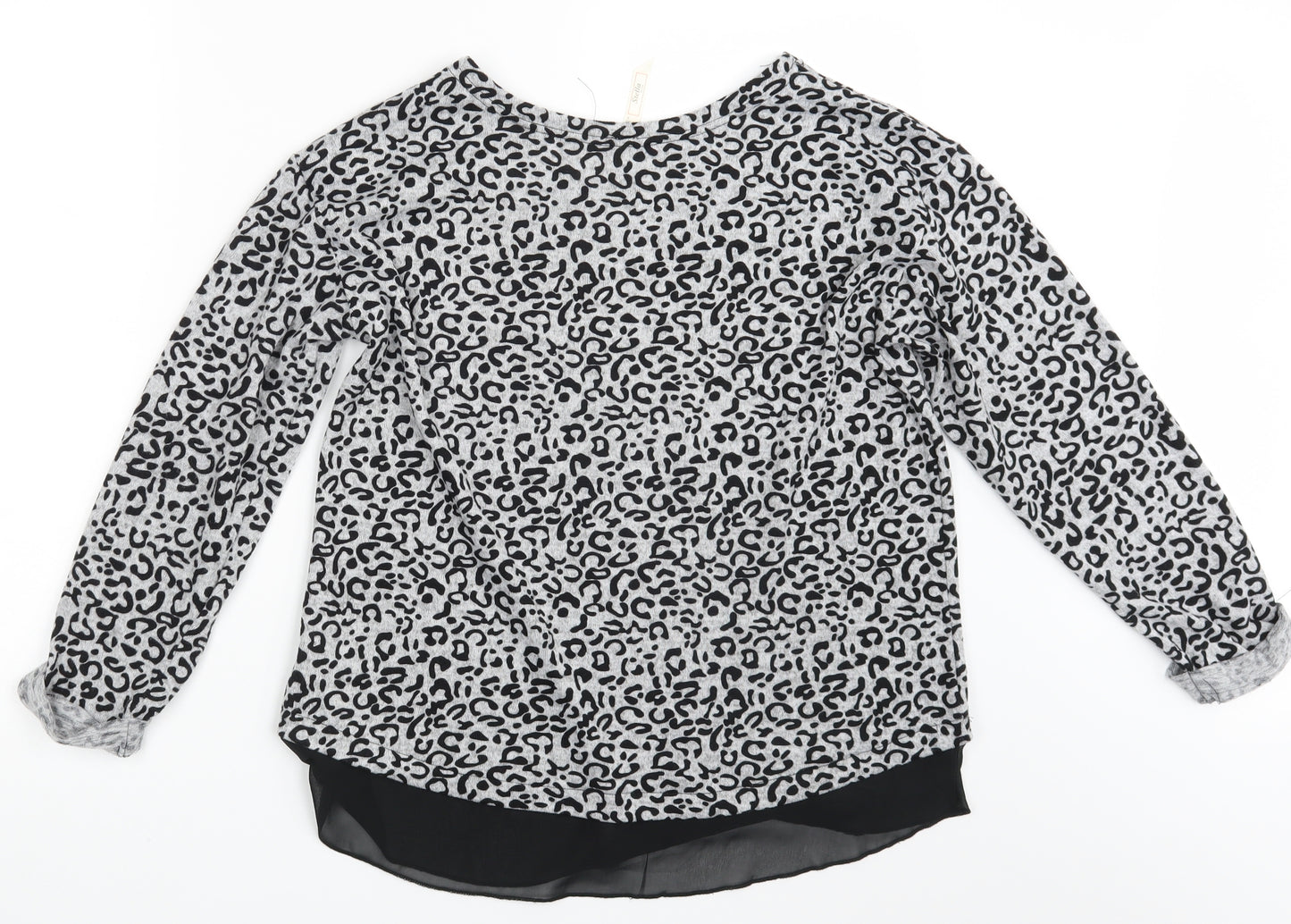 Stella Womens Grey Animal Print  Pullover Jumper Size 10