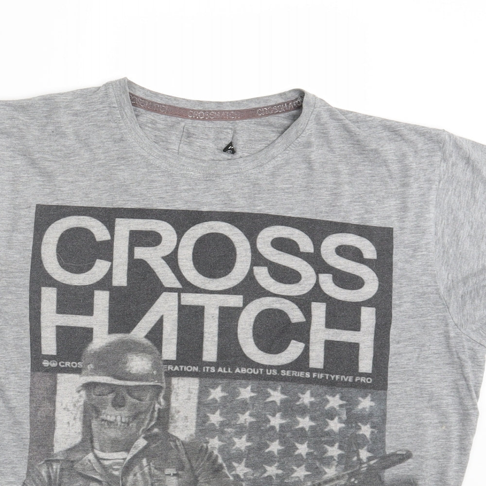 Cross Hatch  Mens Grey    T-Shirt Size L