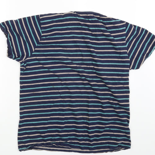 M&Co Mens Multicoloured Striped   T-Shirt Size M