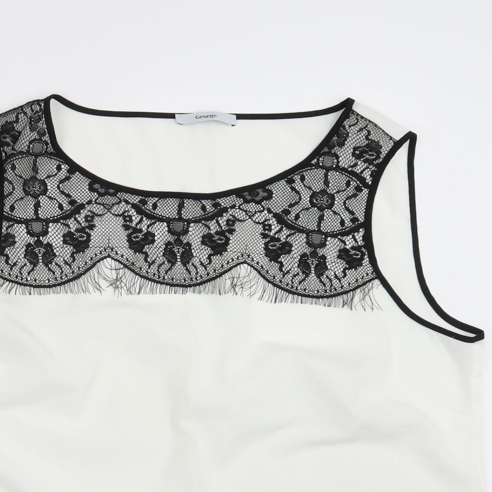 George Womens White Floral  Basic Blouse Size 18
