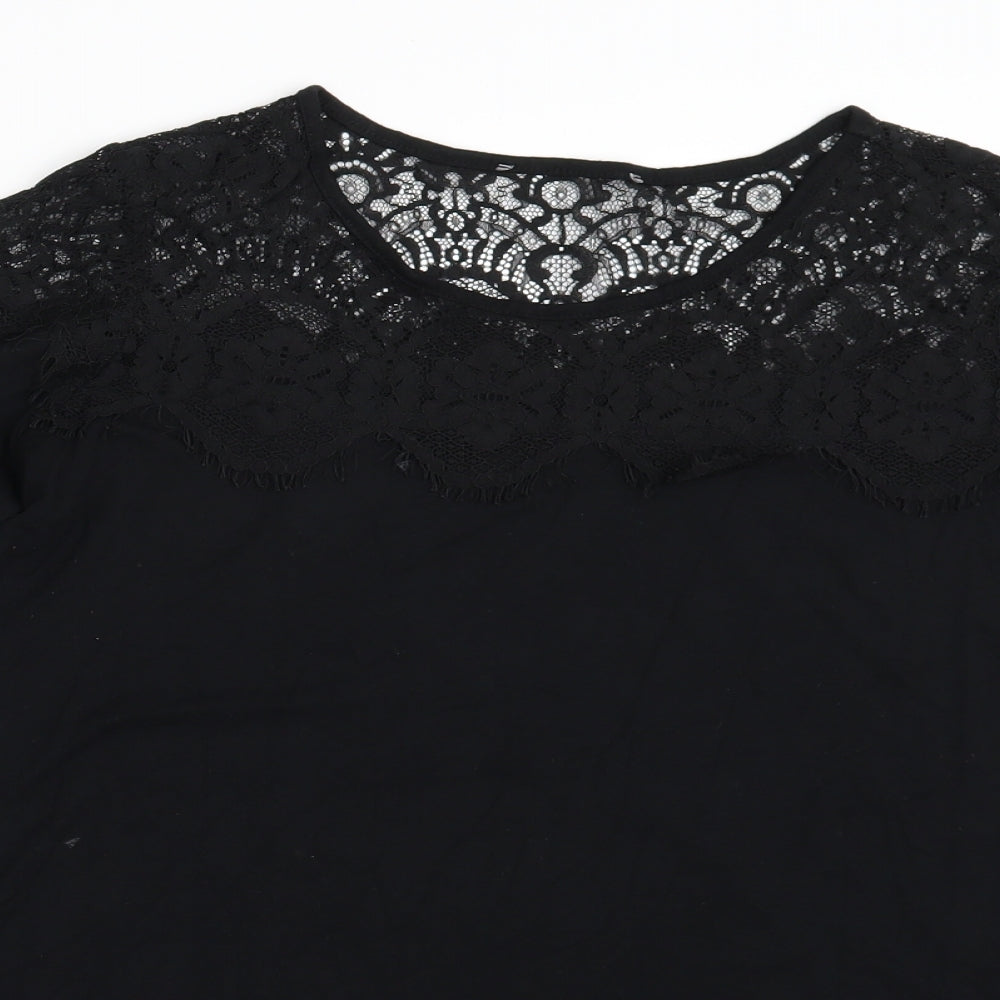 Preworn Womens Black Floral  T-Shirt Dress  Size 16
