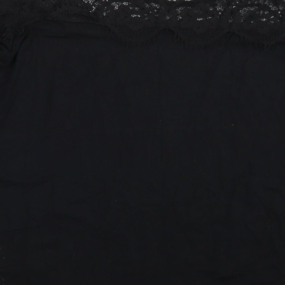Preworn Womens Black Floral  T-Shirt Dress  Size 16
