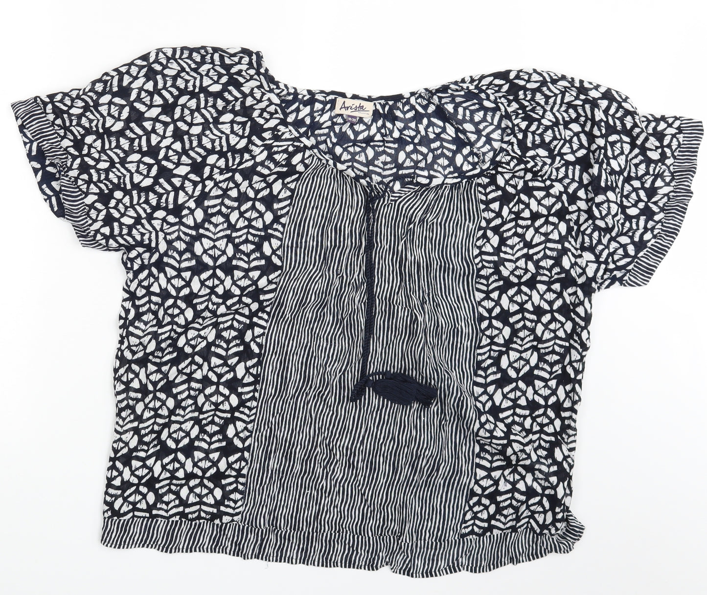 Arista Womens Blue Geometric  Basic Blouse Size 18