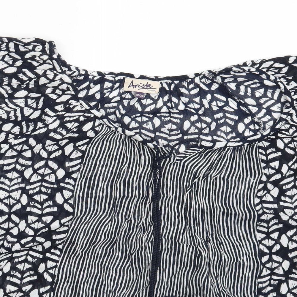 Arista Womens Blue Geometric  Basic Blouse Size 18