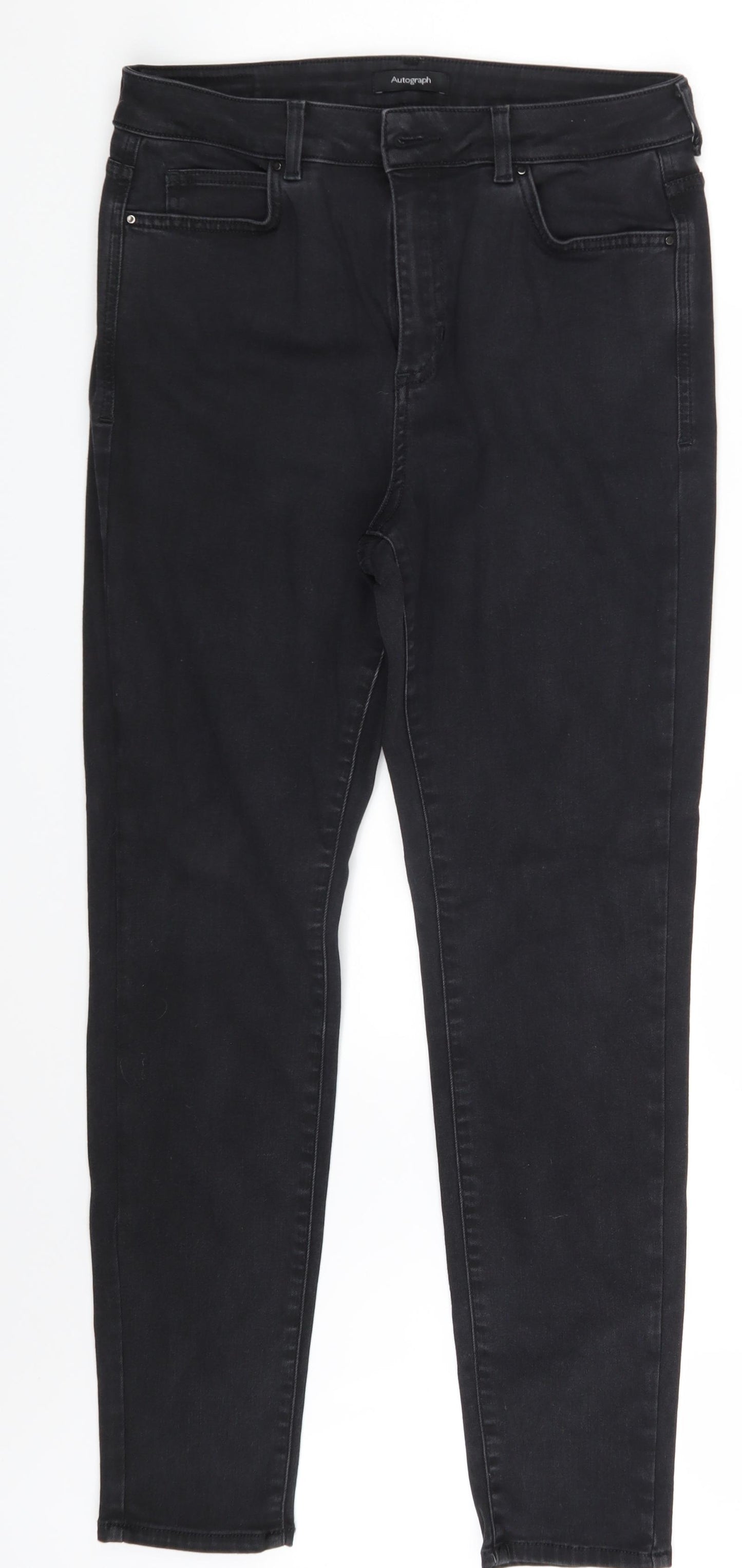 M&S Womens Grey  Denim Skinny Jeans Size 14 L30 in