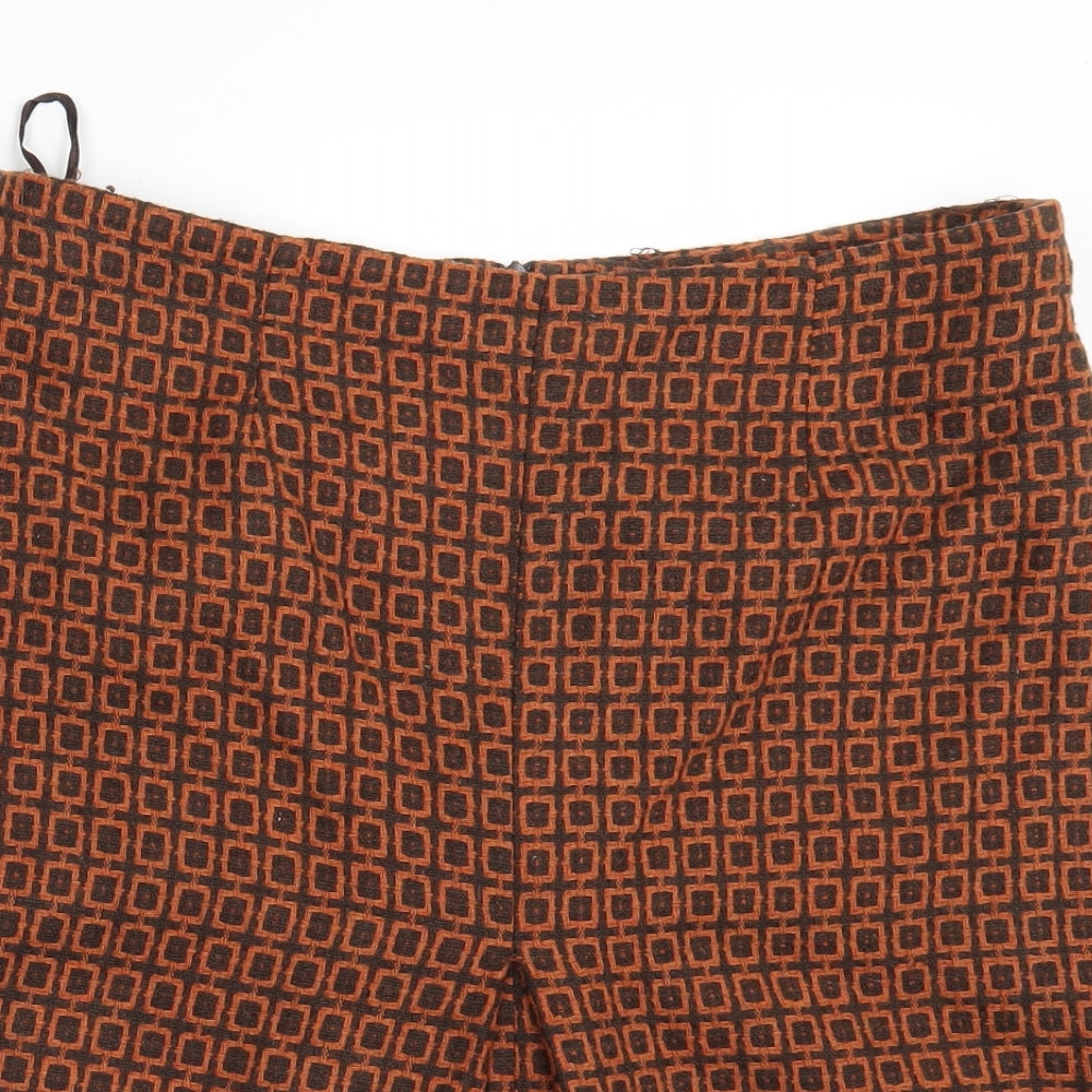 Phase Eight Womens Brown Geometric  Mini Skirt Size 14