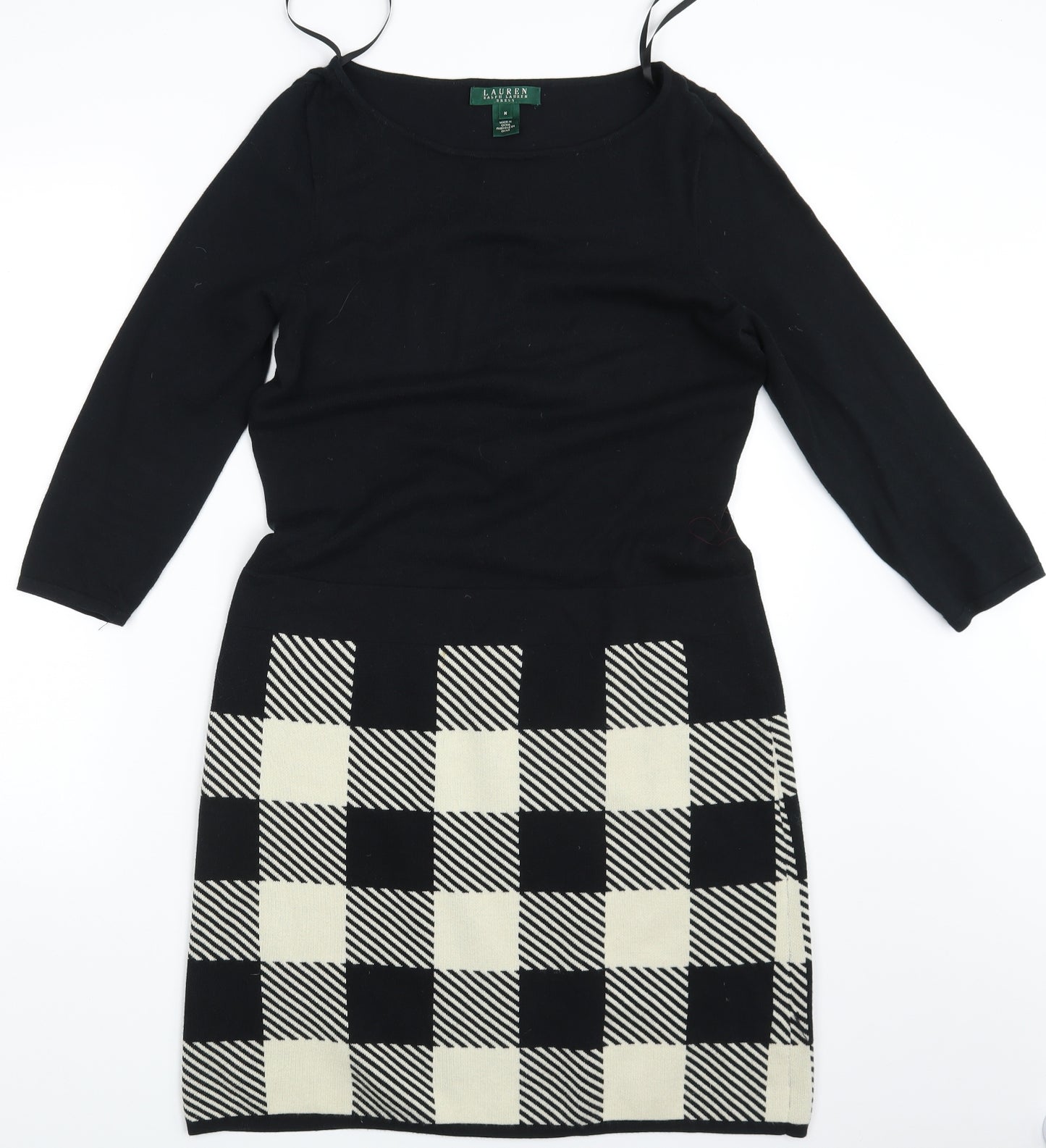 Ralph Lauren  Womens Black Geometric  A-Line  Size M