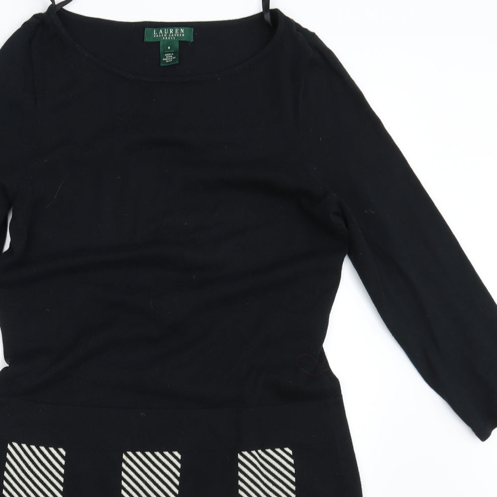 Ralph Lauren  Womens Black Geometric  A-Line  Size M
