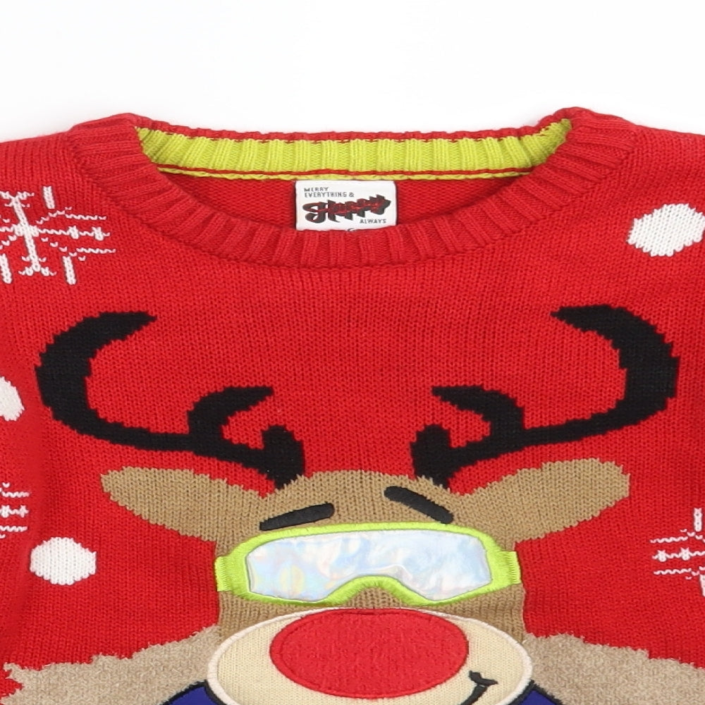 George Boys Red   Pullover Jumper Size 8-9 Years  - Christmas Jumper