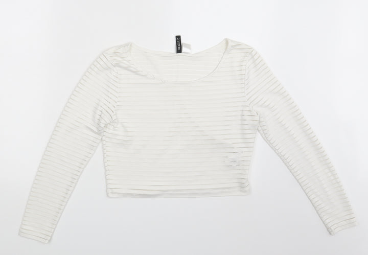 Divided Womens White Cropped T-Shirt Size M