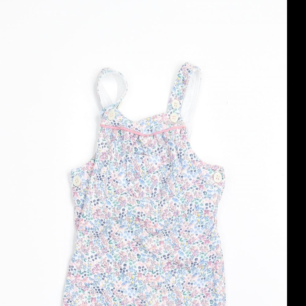 John Lewis Girls White Floral  Dungaree One-Piece Size 12-18 Months