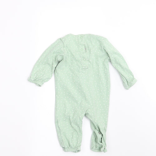 Marks and Spencer Girls Green Polka Dot  Babygrow One-Piece Size 3-6 Months  - FRILLED FRONT