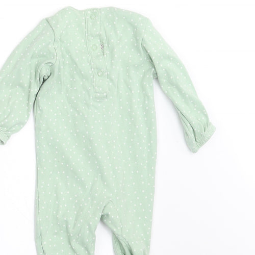 Marks and Spencer Girls Green Polka Dot  Babygrow One-Piece Size 3-6 Months  - FRILLED FRONT