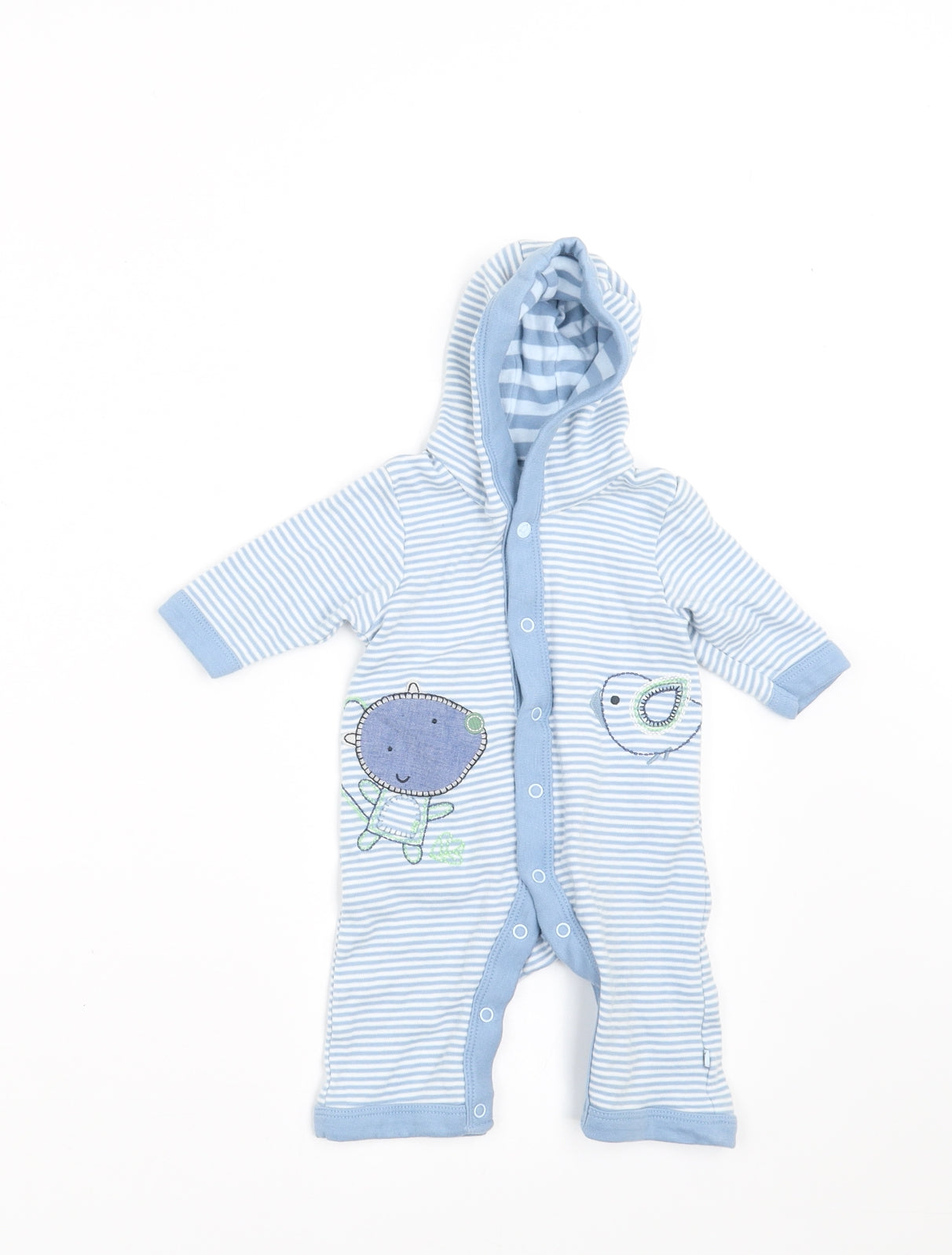 Marks and Spencer Boys Blue Striped  Romper One-Piece Size Newborn