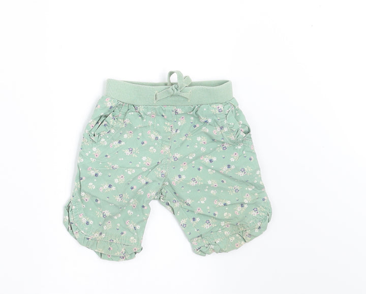 NEXT Girls Green Floral Cropped Trousers Size 3-6 Months