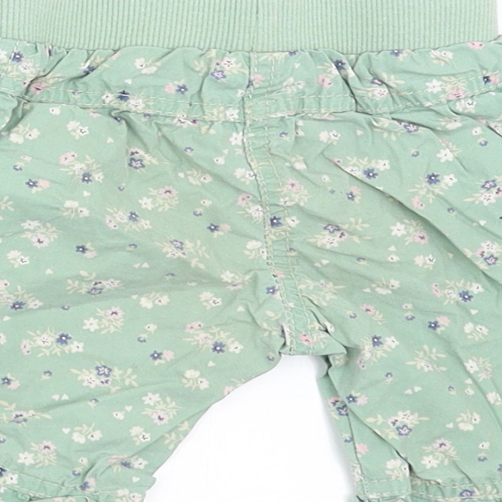 NEXT Girls Green Floral  Cropped Trousers Size 3-6 Months