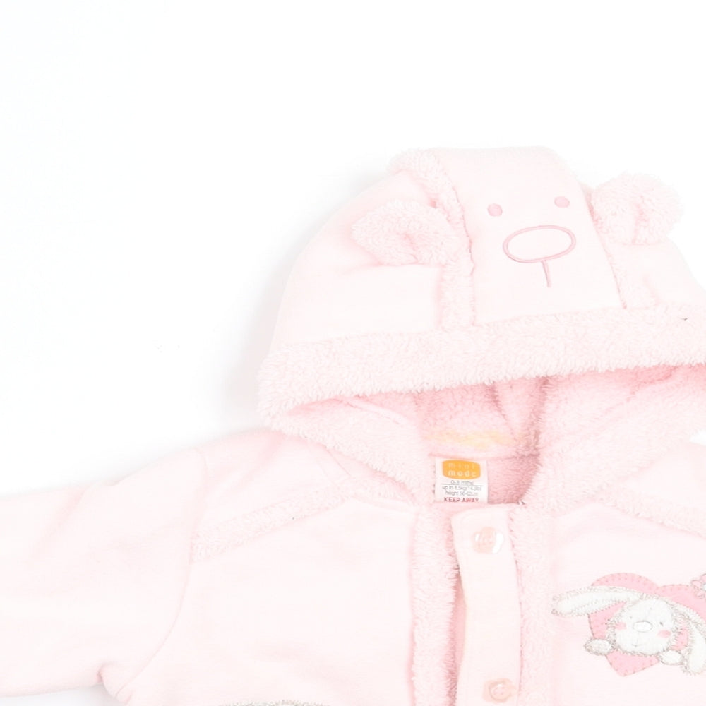 MINIMODE Girls Pink   Jacket  Size 0-3 Months  - EARS ON HOOD
