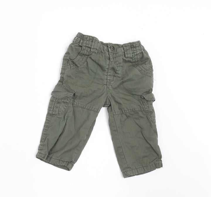 George Boys Green Cargo Trousers Size 3-6 Months - SIDE POCKETS