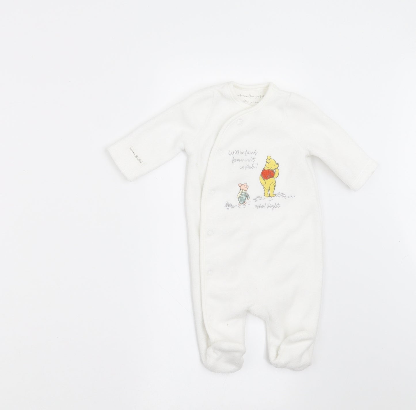TU Baby White  Fleece Babygrow One-Piece Size Newborn  - winne the pooh, disney