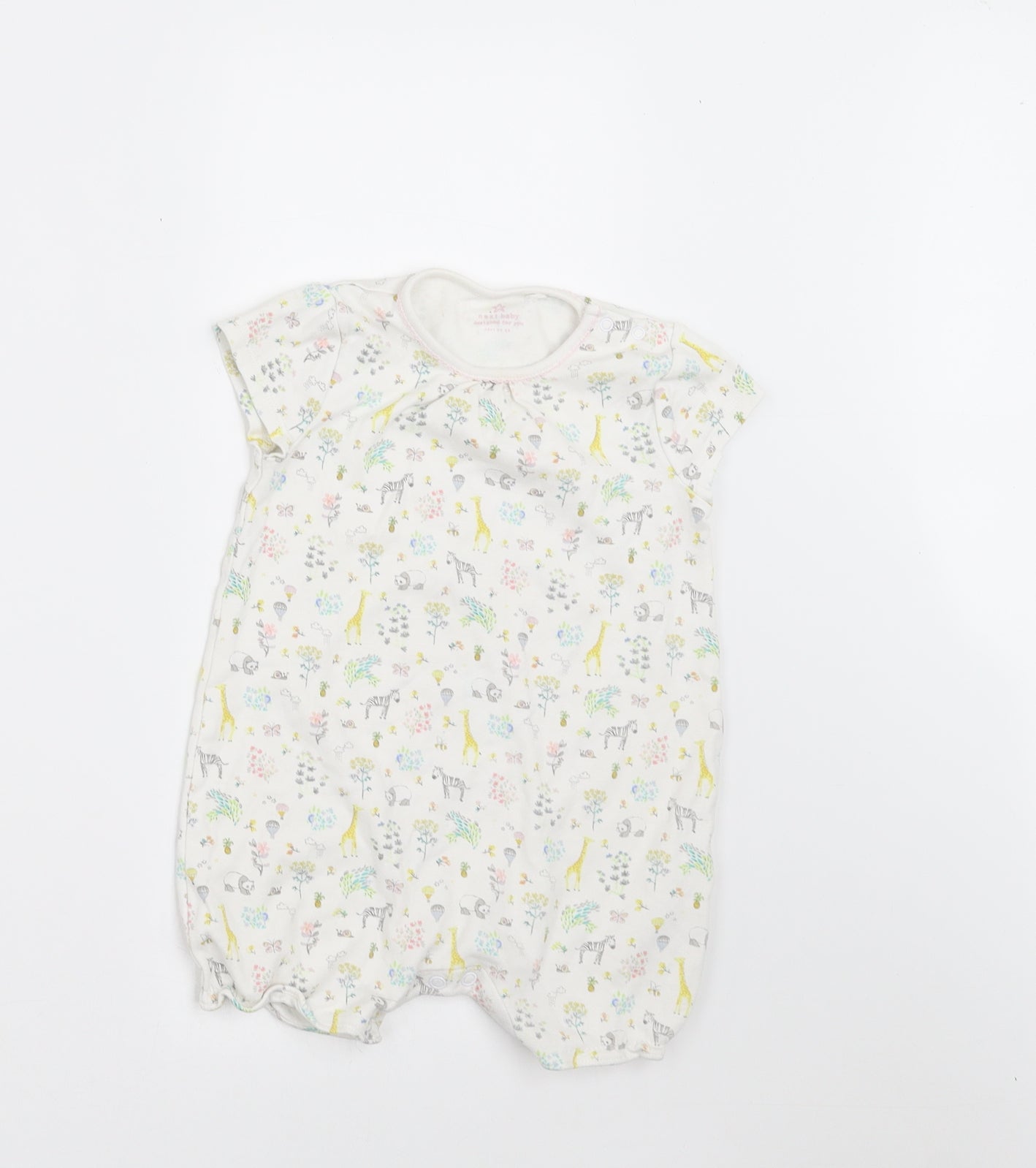 NEXT Girls White Geometric  Romper One-Piece Size 12-18 Months