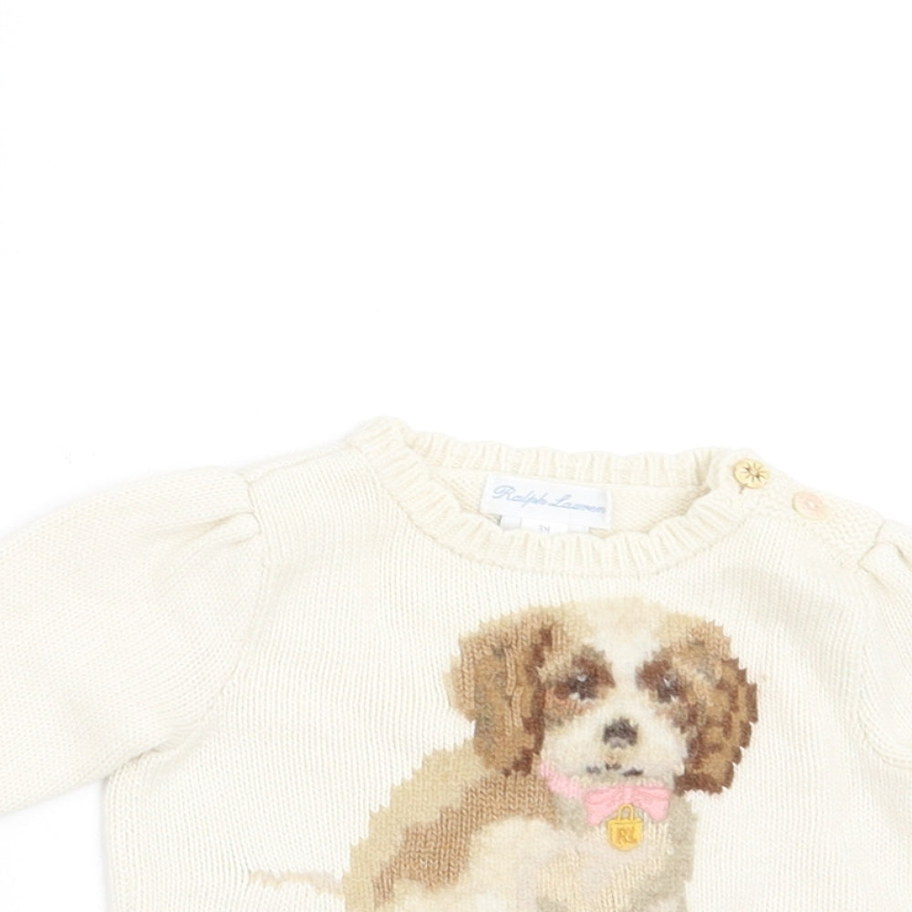 Ralph Lauren Baby Beige   Pullover Jumper Size 0-3 Months  - DOG
