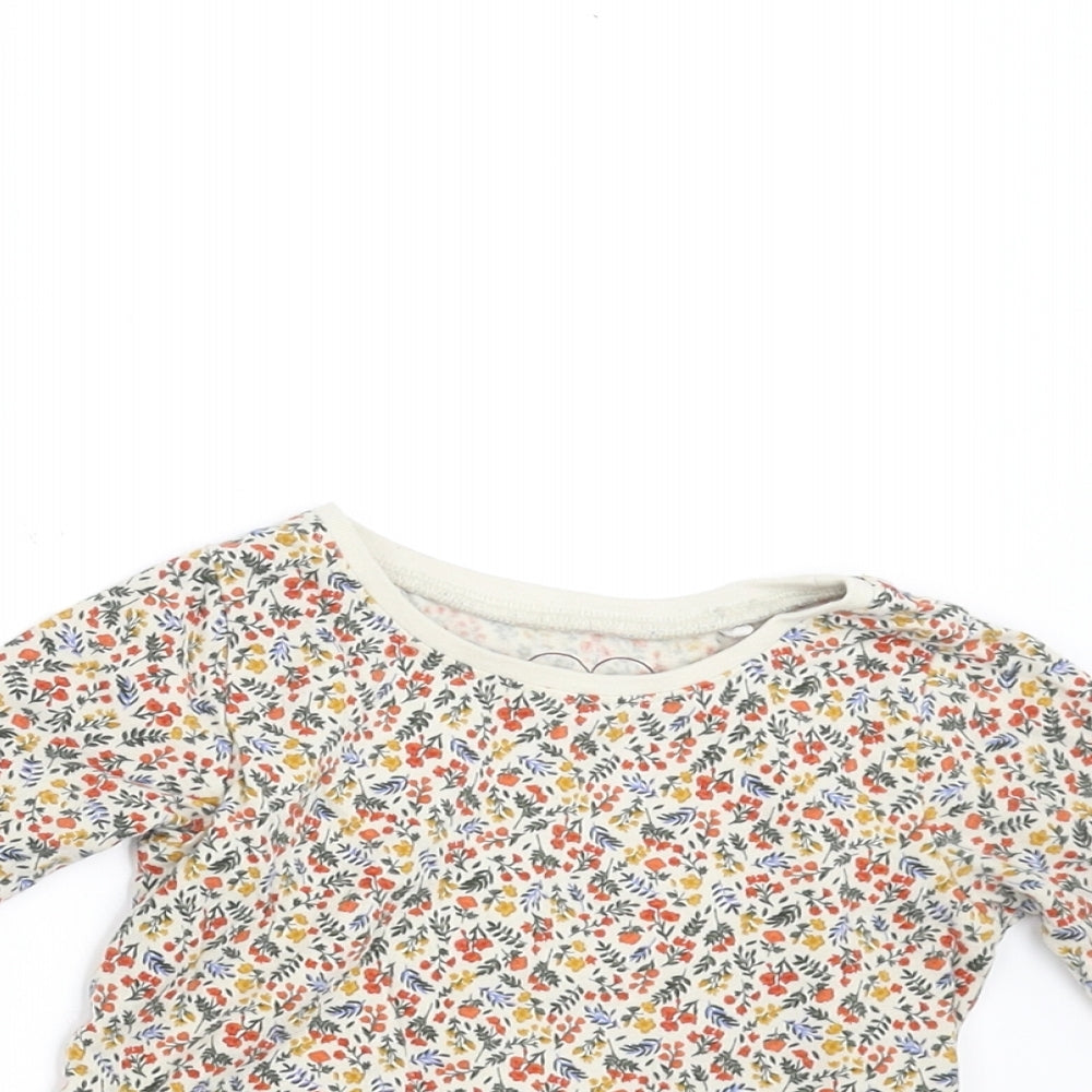 NEXT Girls Beige Floral  Basic T-Shirt Size 6-9 Months