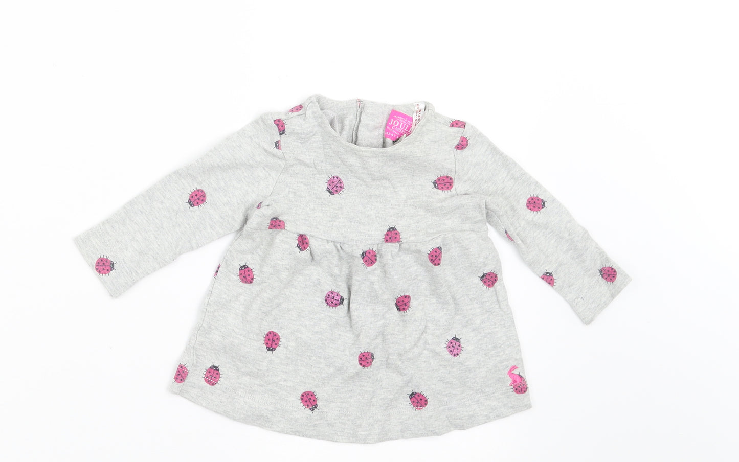 Joules Girls Grey Geometric  A-Line  Size 3-6 Months  - ladybirds
