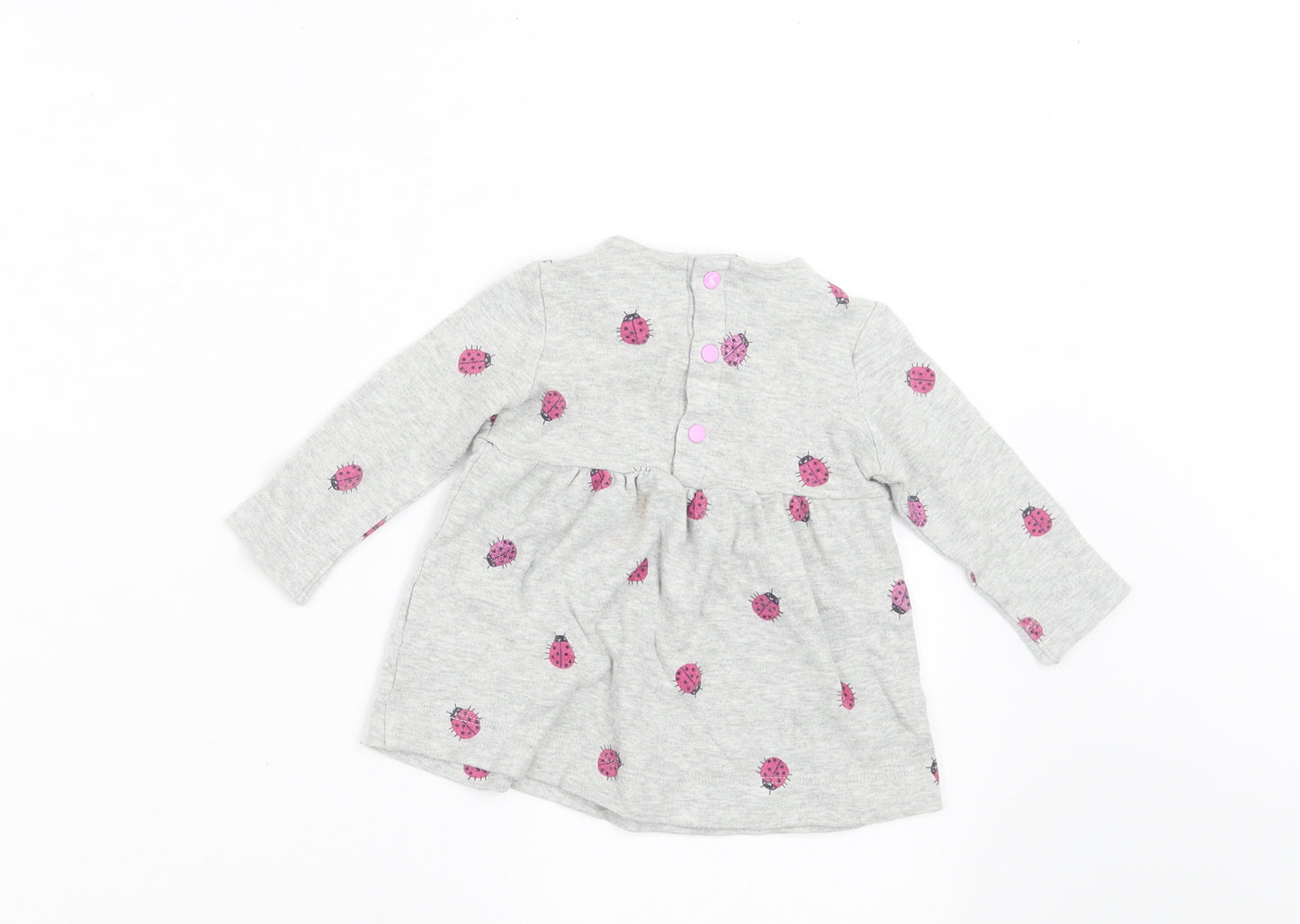 Joules Girls Grey Geometric  A-Line  Size 3-6 Months  - ladybirds