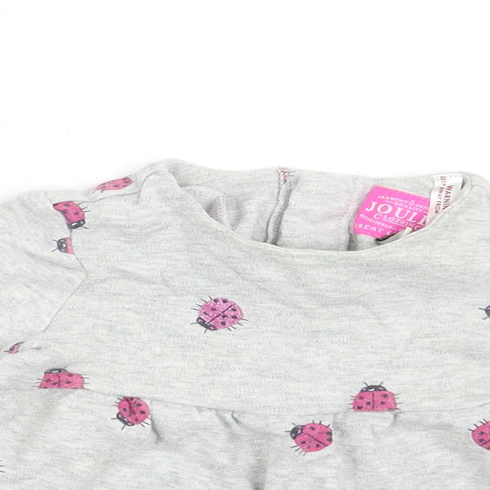 Joules Girls Grey Geometric  A-Line  Size 3-6 Months  - ladybirds