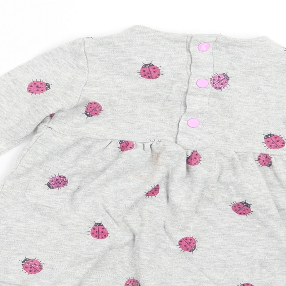 Joules Girls Grey Geometric  A-Line  Size 3-6 Months  - ladybirds