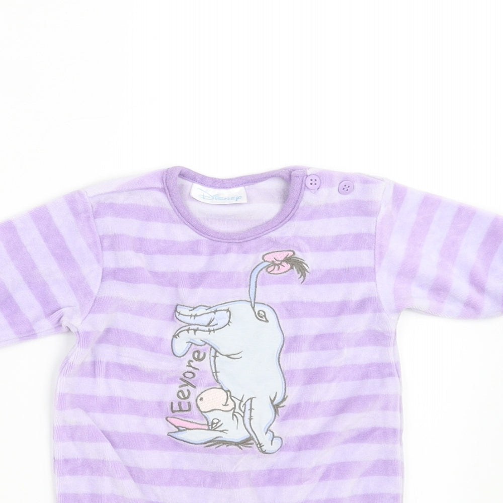 Disney Baby Purple Spotted Velour Babygrow One-Piece Size Newborn  - Eeyore disney