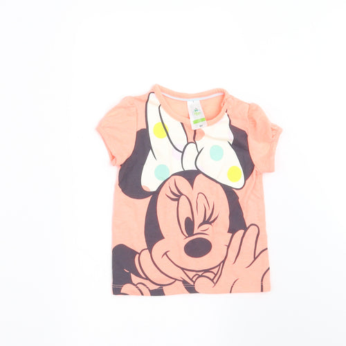 C&A Girls Orange   Basic T-Shirt Size 12 Months  - MINNIE MOUSE