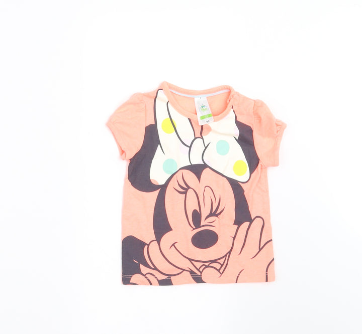 C&A Girls Orange   Basic T-Shirt Size 12 Months  - MINNIE MOUSE