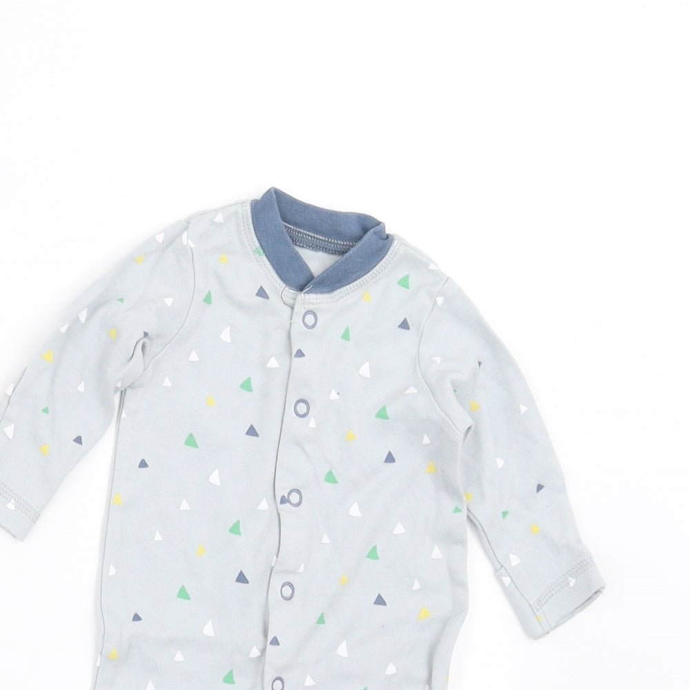 John Lewis Boys Blue Geometric  Babygrow One-Piece Size Newborn  - BUILT IN MITTENS