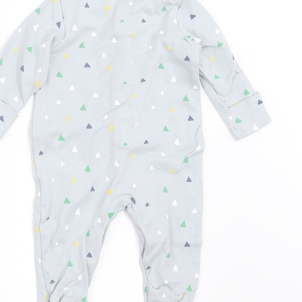 John Lewis Boys Blue Geometric  Babygrow One-Piece Size Newborn  - BUILT IN MITTENS