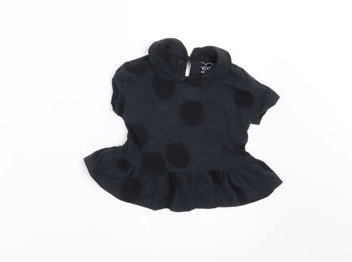 NEXT Girls Black Polka Dot Basic T-Shirt Size 9-12 Months
