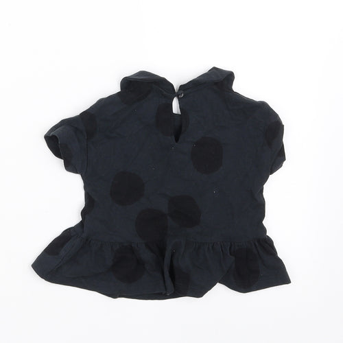 NEXT Girls Black Polka Dot  Basic T-Shirt Size 9-12 Months