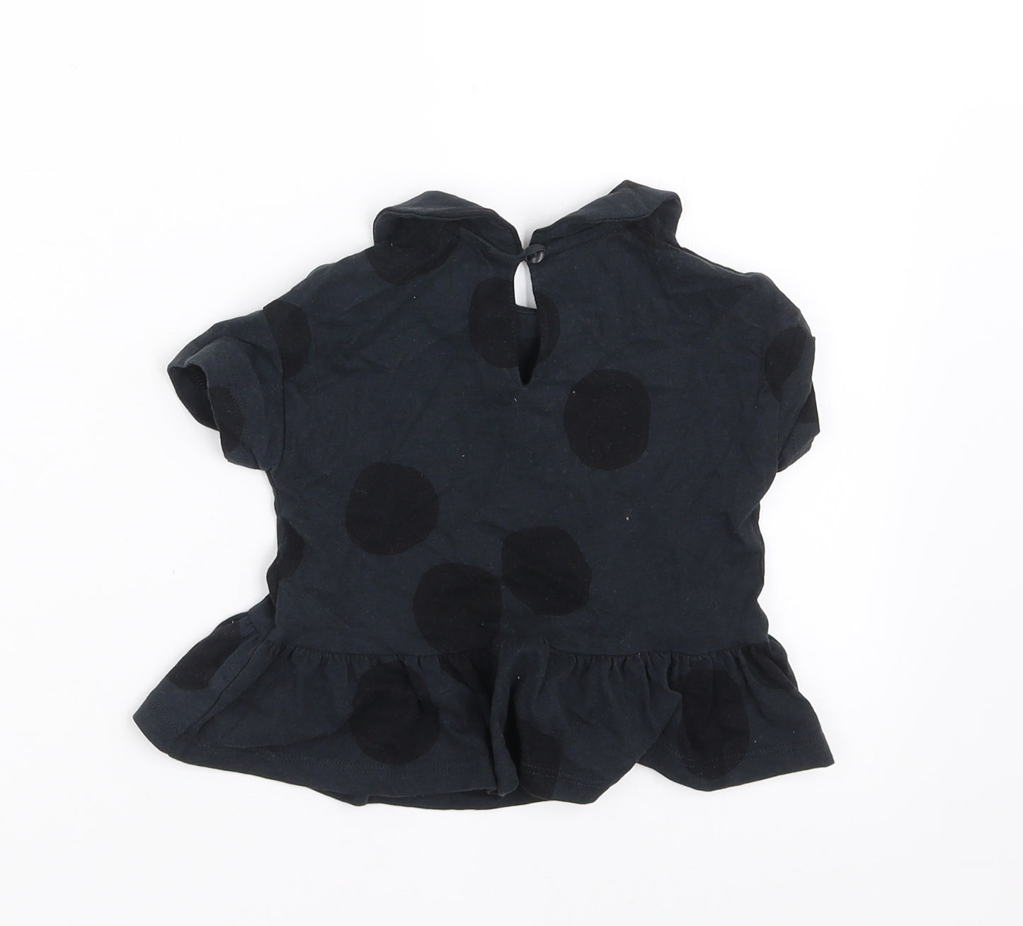 NEXT Girls Black Polka Dot  Basic T-Shirt Size 9-12 Months