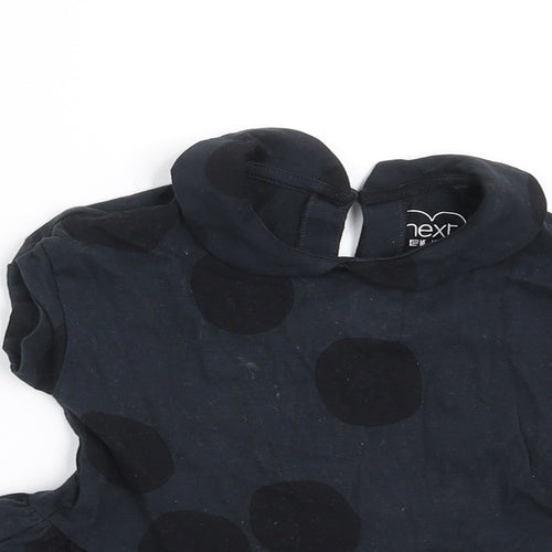 NEXT Girls Black Polka Dot  Basic T-Shirt Size 9-12 Months