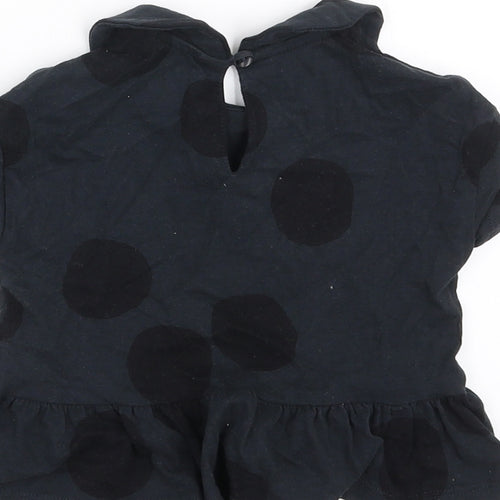 NEXT Girls Black Polka Dot  Basic T-Shirt Size 9-12 Months
