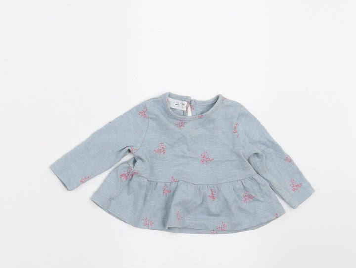 Zara Girls Blue Floral  A-Line  Size 0-3 Months