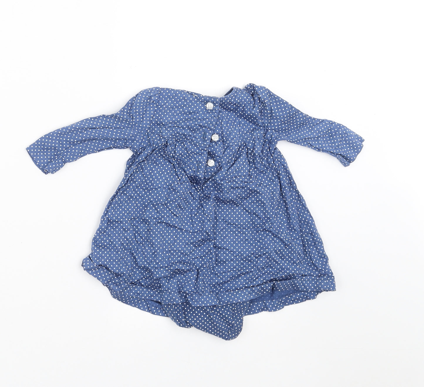 Mini Club Girls Blue Spotted  A-Line  Size 3-6 Months  - dress bodysuit