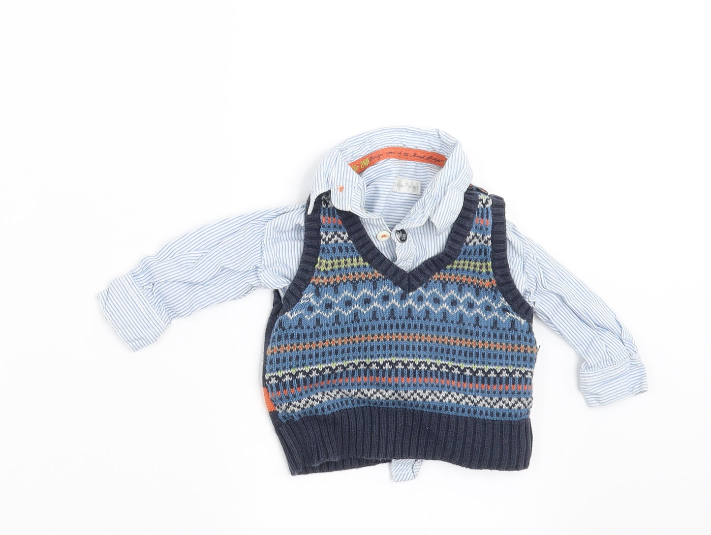 mamas & papas Boys Blue Striped  Basic Button-Up Size Newborn  - shirt and jumper