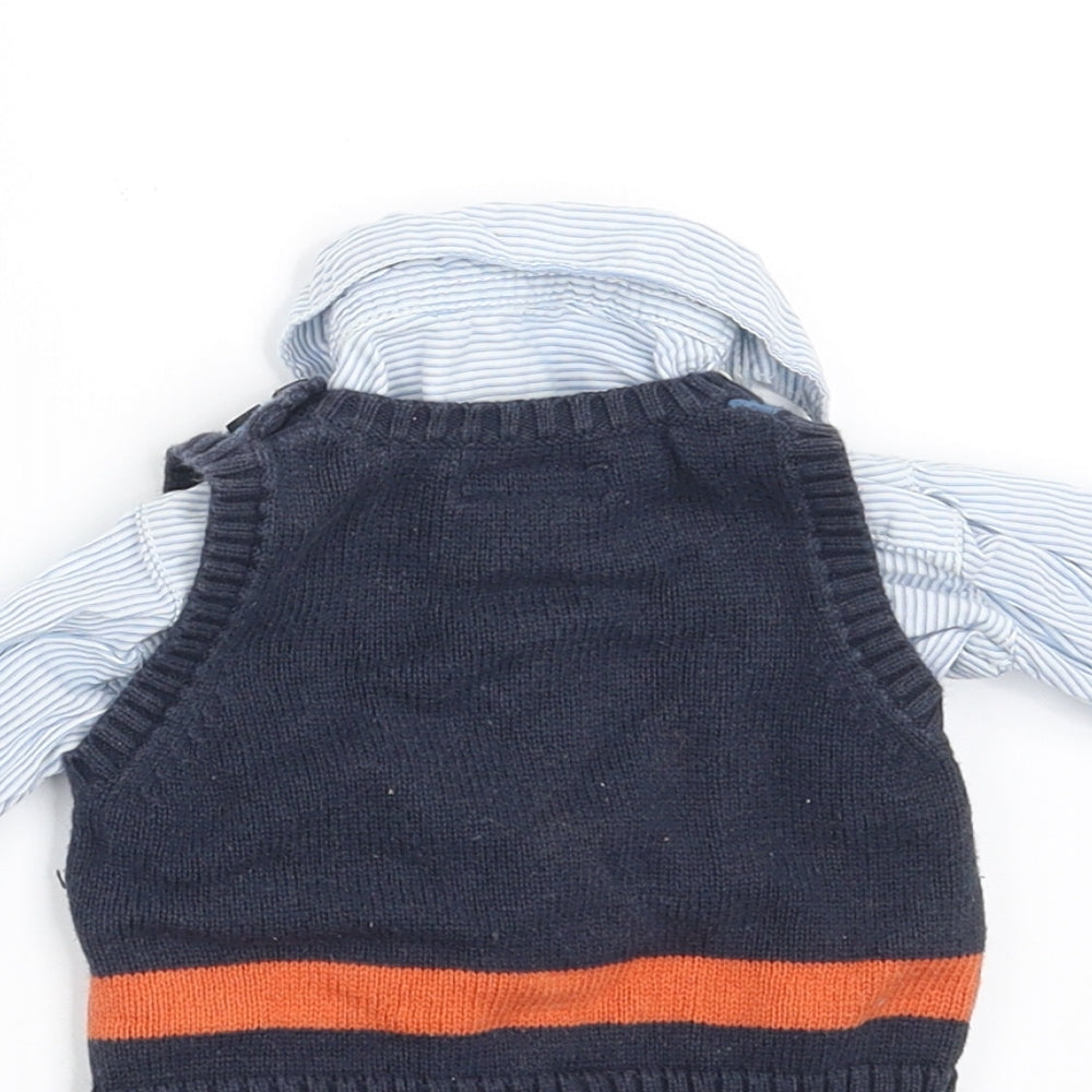 mamas & papas Boys Blue Striped  Basic Button-Up Size Newborn  - shirt and jumper