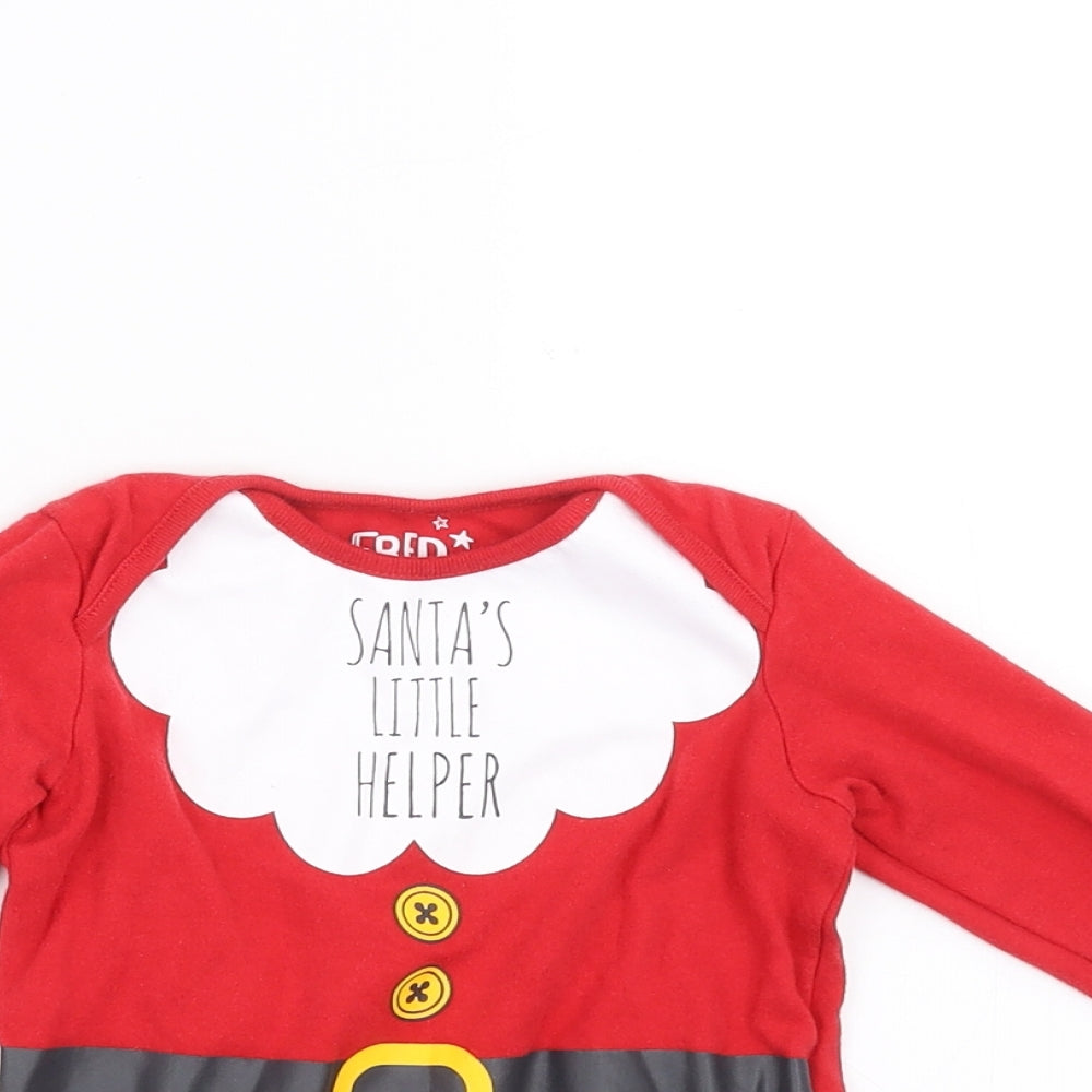 TU Baby Red   Basic T-Shirt Size 12-18 Months  - santa's little helper